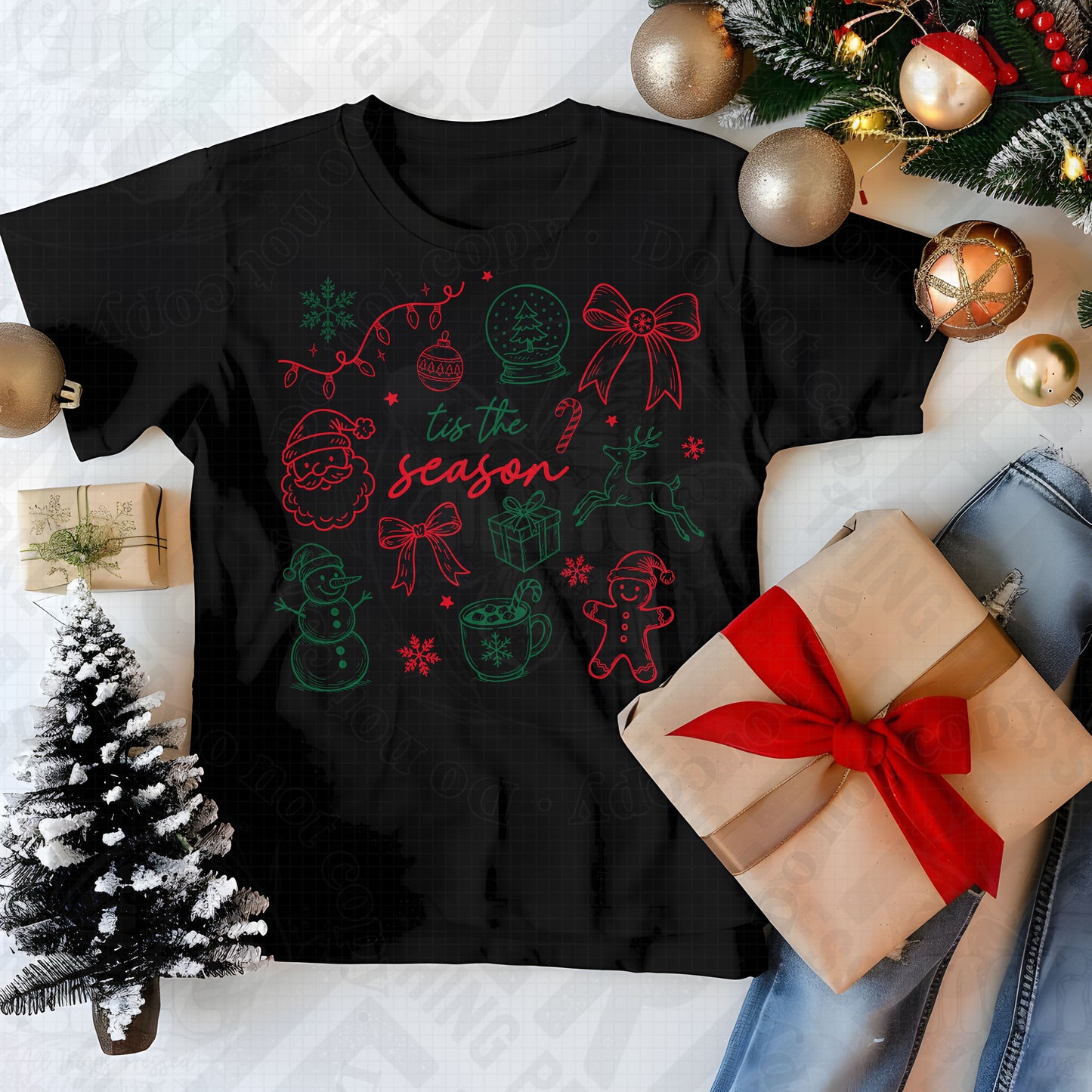 Tis the Season Red and Green DTF