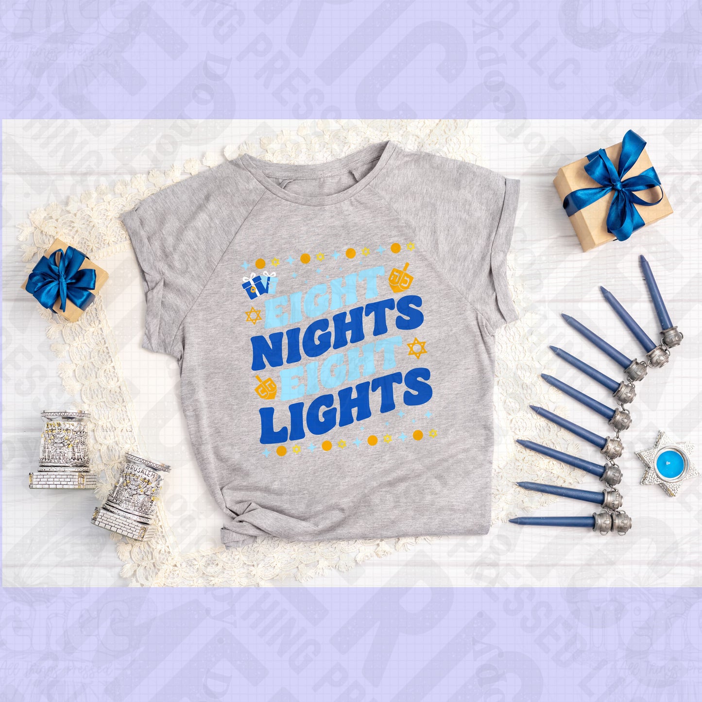 Hanukkah 8 nights 8 lights DTF