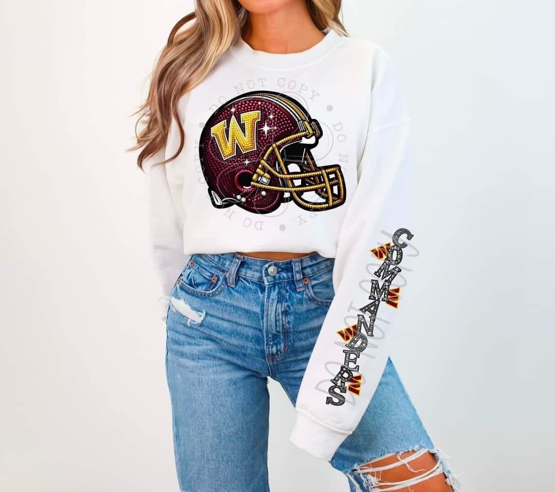 Faux Rhinestone Washington Football DTF FRONT ONLY