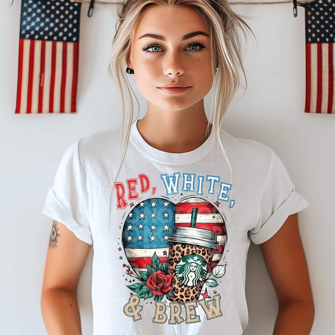 Red, White, & Brew ⭐️bucks 🇺🇸 Tee