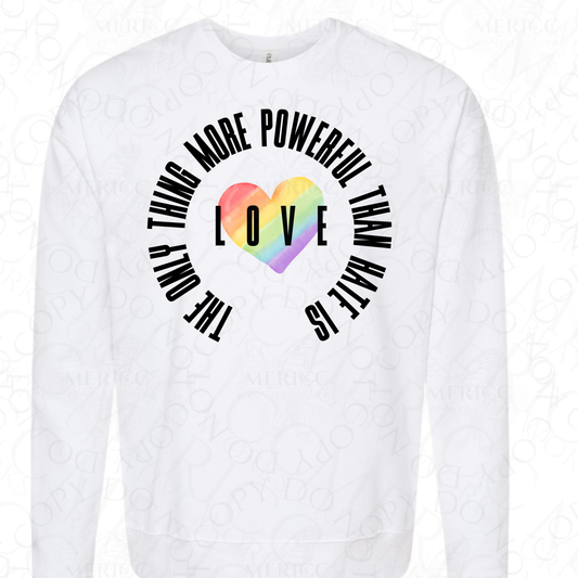 The Only Thing More Powerful Than Hate is Love - Black Text