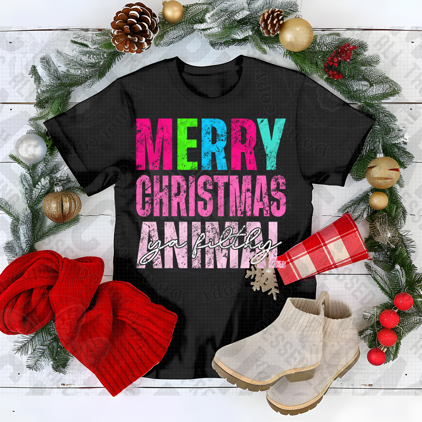 Merry Christmas You Filthy Animal DTF