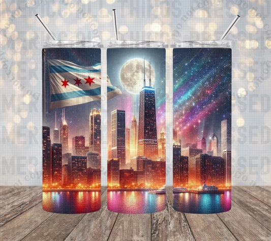 Chicago Night Skyline Tumbler