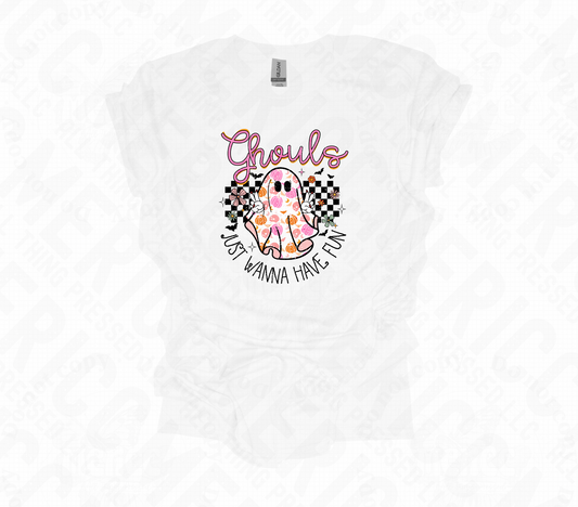 Ghouls Just Wanna Have Fun Black Checkered Tee