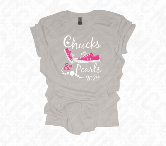 Chucks & Pearls Pink Tee