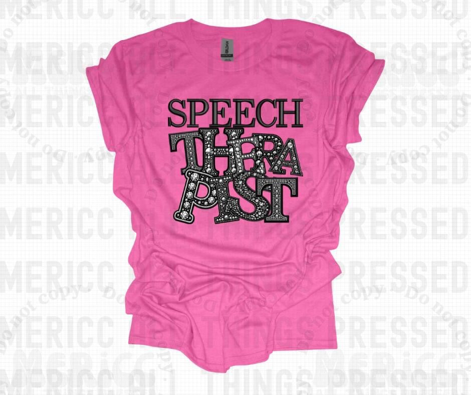 Speech Therapist Faux Diamonds DTF
