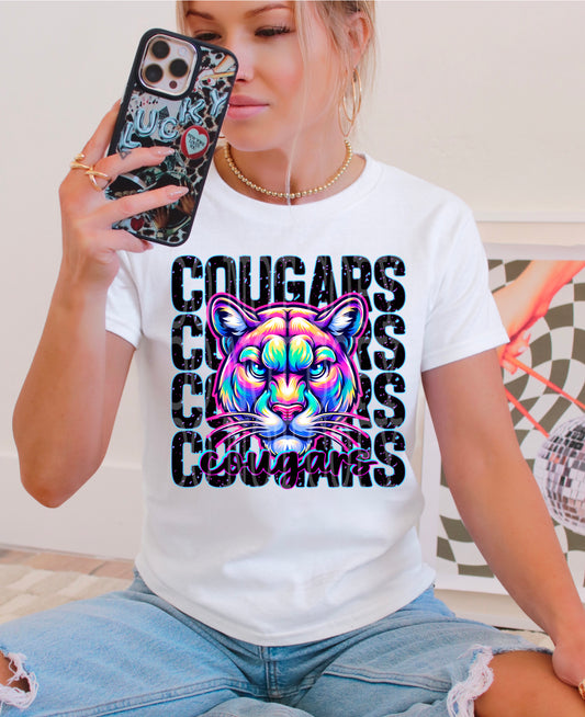 Cougars Rainbow Mascot Tee
