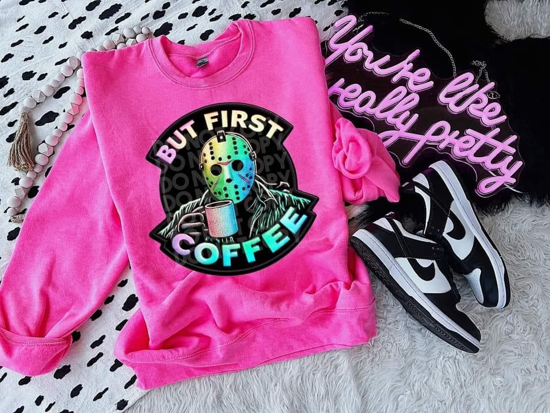 But First Coffee Hockey Mask Guy Tee