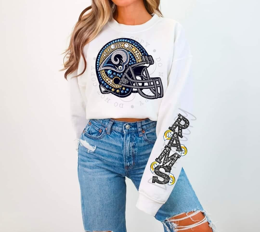 Faux Rhinestone Los Angeles Football R DTF FRONT ONLY