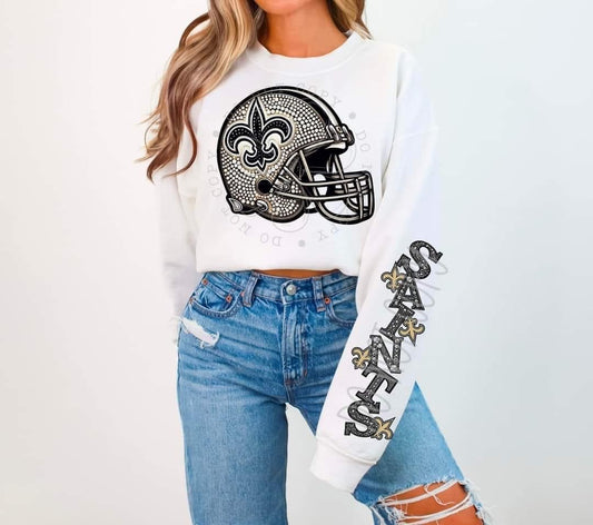 Faux Rhinestone New Orleans Football DTF FRONT ONLY