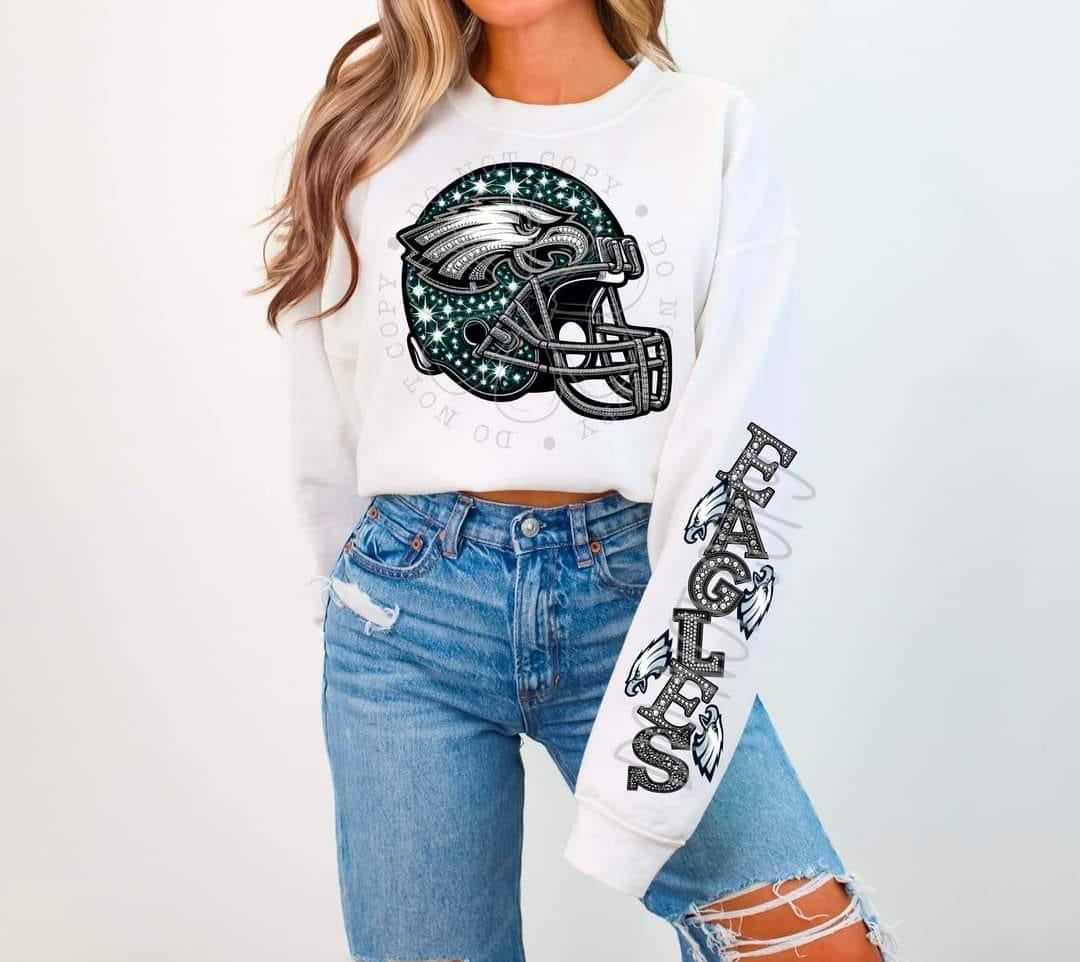 Faux Rhinestone Philadelphia Football DTF FRONT ONLY