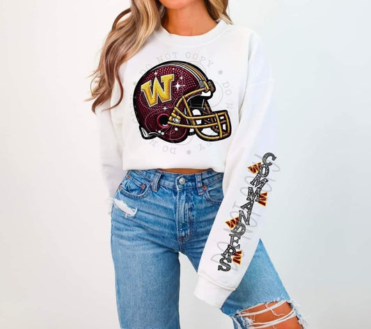 Faux Rhinestone Washington Football DTF FRONT ONLY