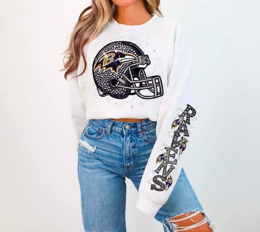 Faux Rhinestone Baltimore Football DTF FRONT ONLY