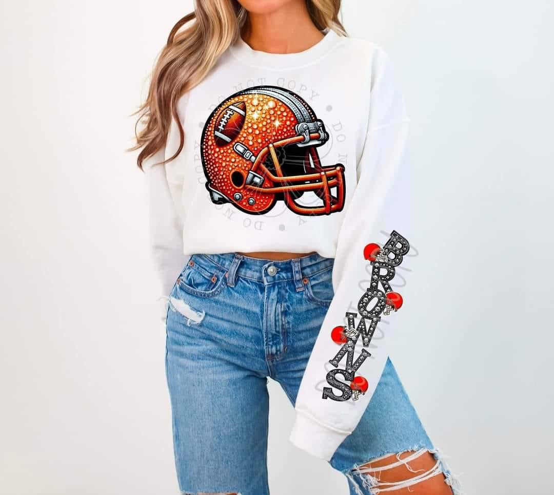 Faux Rhinestone Cleveland Football DTF FRONT ONLY