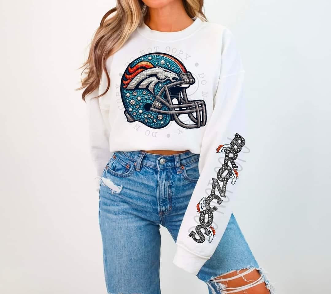 Faux Rhinestone Denver Football DTF FRONT ONLY
