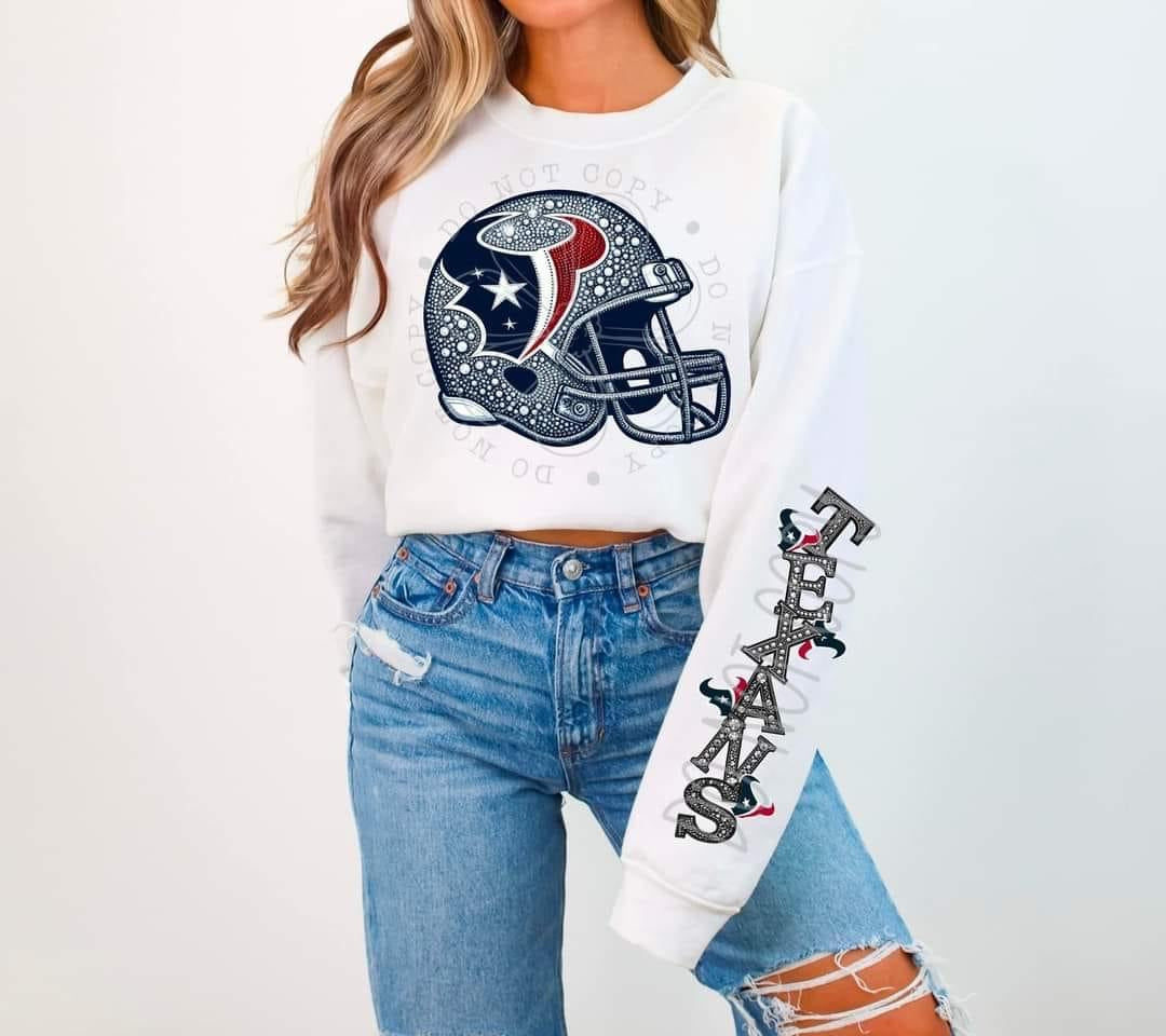 Faux Rhinestone Houston Football DTF FRONT ONLY