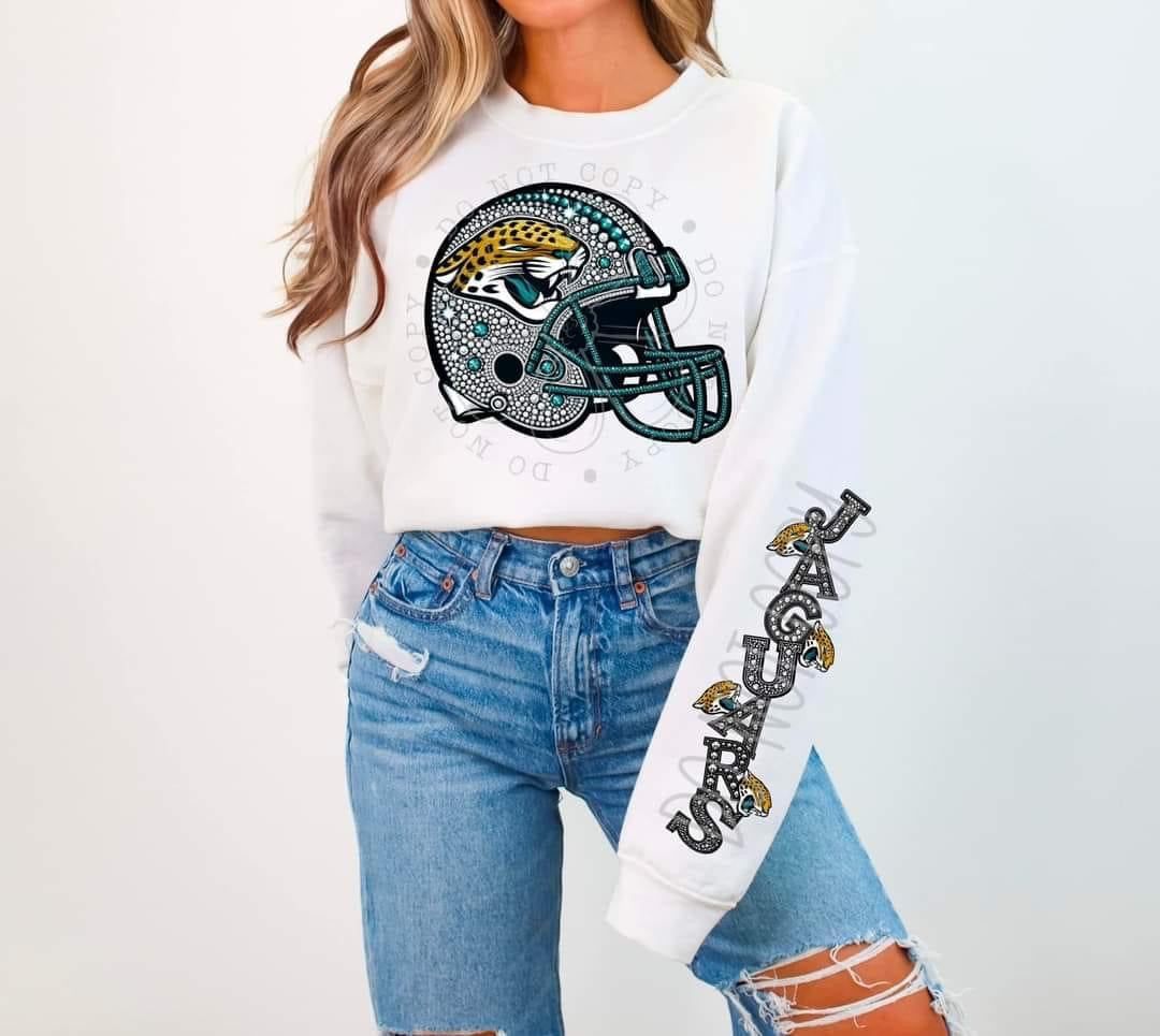 Faux Rhinestone Jacksonville Football DTF FRONT ONLY