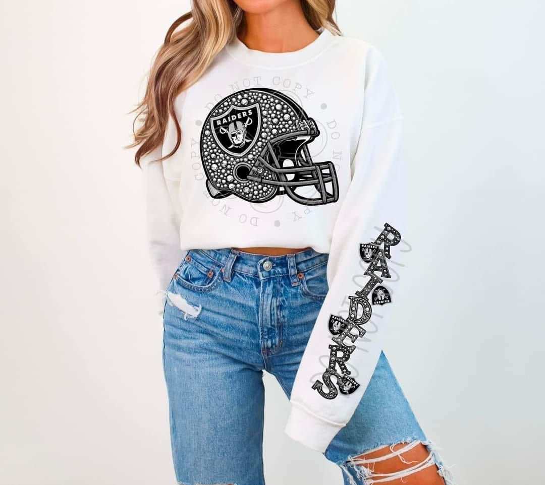 Faux Rhinestone Las Vegas Football DTF FRONT ONLY