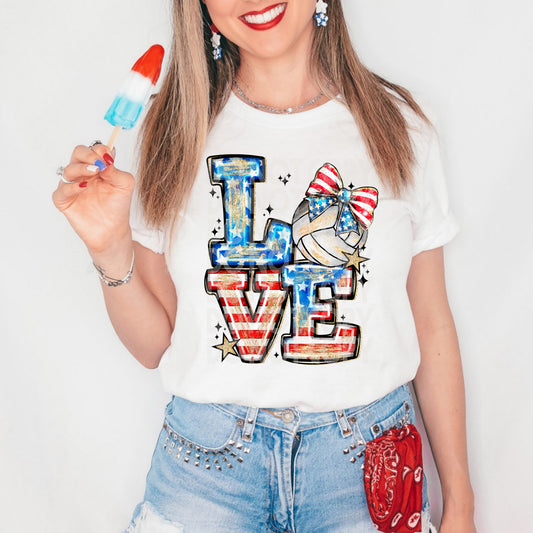 Love Volleyball Patriotic DTF