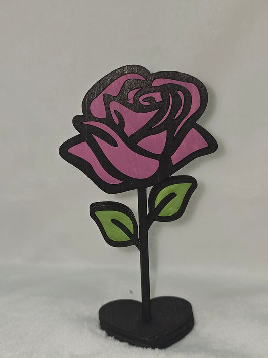 Double Sided Standing Wooden Rose