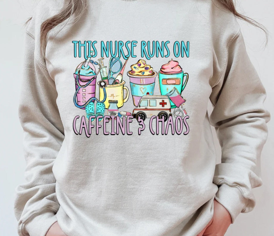 This Nurse Runs on Caffeine & Chaos Tee