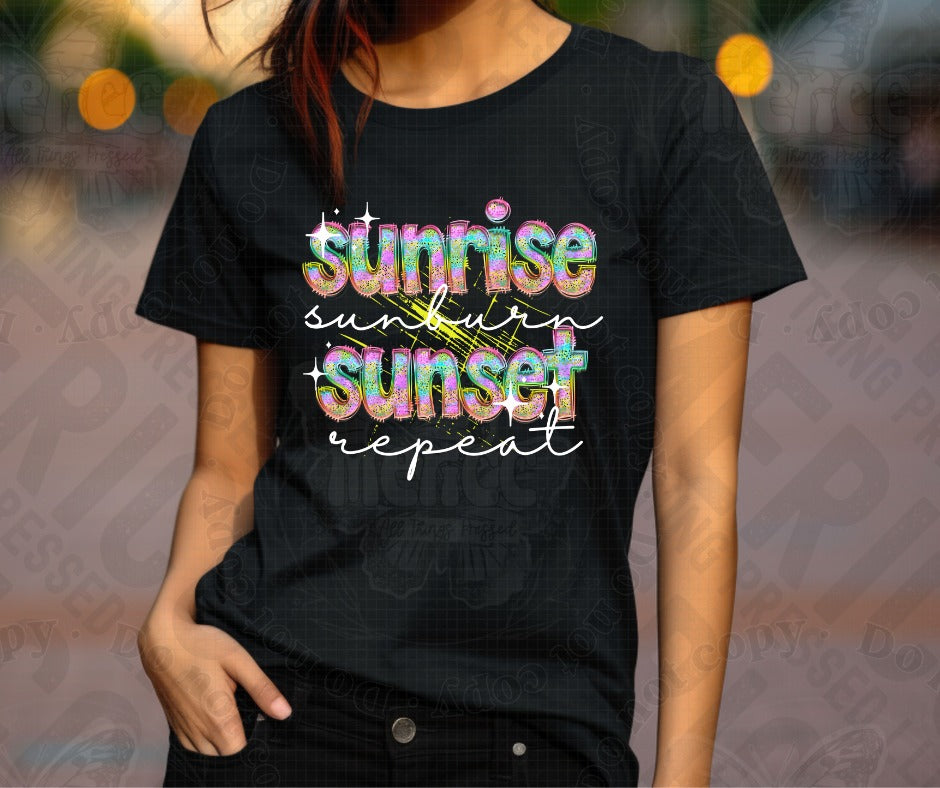 Sunrise Sunburn Sunset Repeat Tee