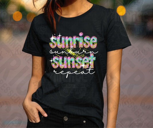 Sunrise Sunburn Sunset Repeat Tee